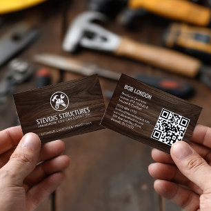 Dicke dunkle Holzbauweise QR-Code-Vertragspartner Visitenkarte