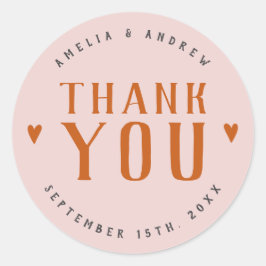 Dicke einfache Herzkoralle Rosa Gastgeschenk Hochz Runder Aufkleber