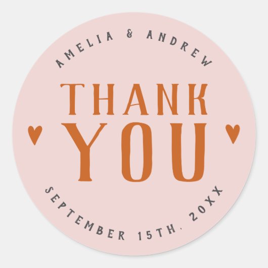 Dicke einfache Herzkoralle Rosa Gastgeschenk Hochz Runder Aufkleber (Vorderseite)