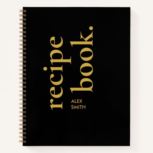 Dicke einfache schwarze und goldene Monogramm Leer Notizblock (Vorderseite)