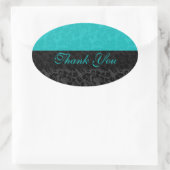 Dicke elegante schwarz-türkisfarbene Damaskus Ovaler Aufkleber (Tasche)