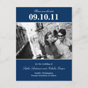 Dicke Erinnerung Save the Date Postkarte (Marine)