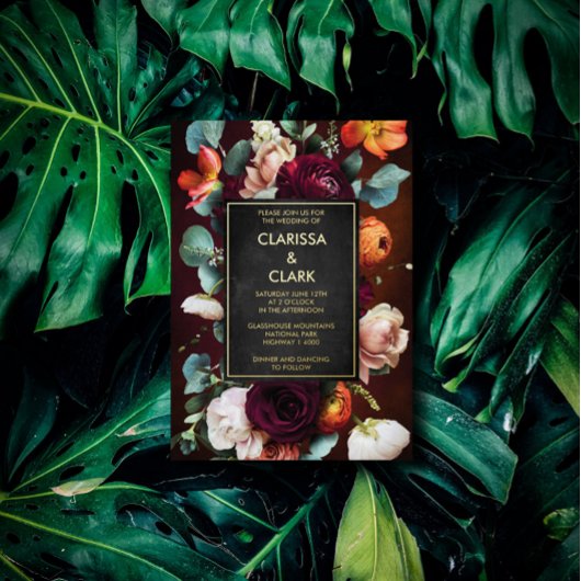 Dicke Eukalyptus Wild Blume Orange Wedding Folieneinladung