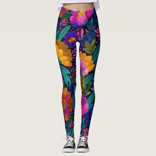 Dicke extraotische Blume blüht stilvoll und schick Leggings (Vorderseite)