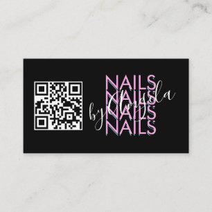 Dicke Eyelashes Salon Nails QR Code Pink Black  Visitenkarte