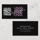 Dicke Eyelashes Salon Nails Unas QR Code Rosa Schw Visitenkarte (Vorne/Hinten)