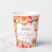 Dicke fallflorale Aquarellfarben Chic Brautparty Pappbecher (Rückseite)