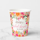 Dicke fallflorale Aquarellfarben Chic Brautparty Pappbecher (Vorderseite)