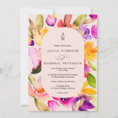 Dicke fallübergroße Foto-Hochzeit mit floralen Aqu Einladung (Vorderseite)