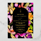 Dicke fallübergroße Foto-Hochzeit mit floralen Aqu Folieneinladung (Vorderseite)