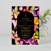 Dicke fallübergroße Foto-Hochzeit mit floralen Aqu Folieneinladung (Stehend vorne)