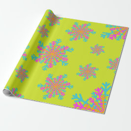 Dicke, farbenfrohe Schneeflocken Moderne Weihnacht Geschenkpapier