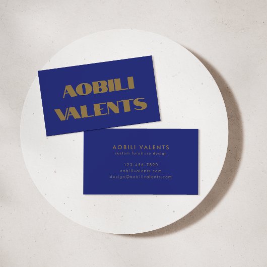 Dicke farbige Retro Typografie Blue Gold Creative Visitenkarte