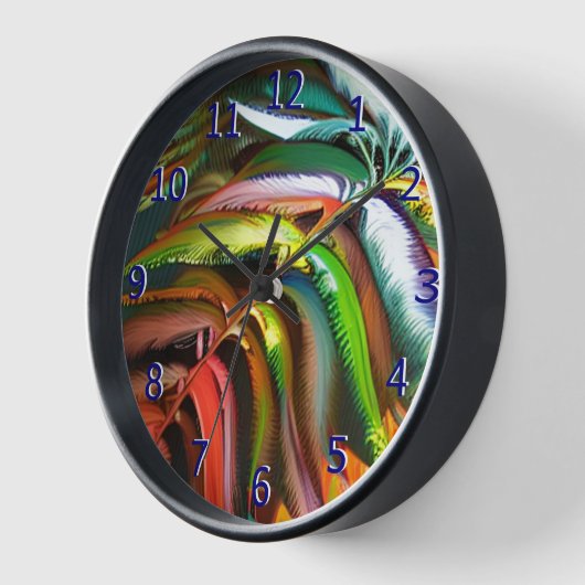 Dicke Feathery Fern Frond Bright Farben Uhr (Winkel)