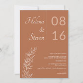 Dicke florale Boho Namen chic terracotta Hochzeit Einladung (Vorderseite)