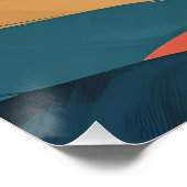 Dicke Flow - Abstrakter Pinselstrich Kunst in Aqua Poster (Ecke)