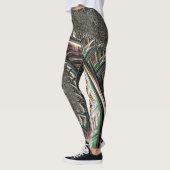 Dicke Fraktal Metallische Streifen Nautilus Swirl Leggings (Links)