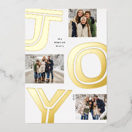 Dicke Freude schlicht modern drei Foto Gold Weihna Folien Feiertagskarte