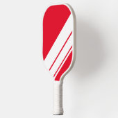 Dicke Fun Bright Red Diagonal Racing Streifen Pickleball Schläger (Links)