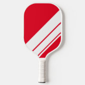 Dicke Fun Bright Red Diagonal Racing Streifen Pickleball Schläger (Rückseite)