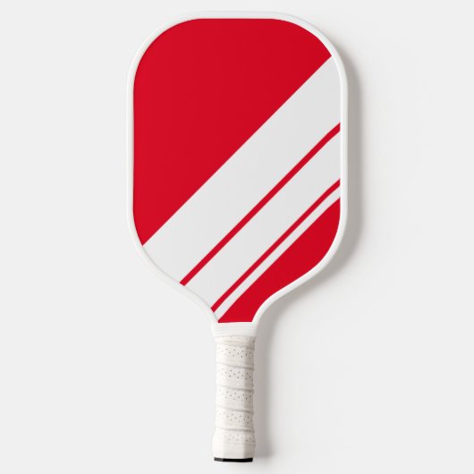 Dicke Fun Bright Red Diagonal Racing Streifen Pickleball Schläger (Rückseite)