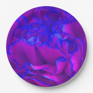 Dicke Fuschia Pink und Blue Carnation Blume Pappteller