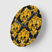 Dicke Gelb und schwarze Damast Moderne Personalisi Runde Wanduhr (Winkel)