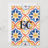 Dicke gelbe blaue Orangenröhre Italienische Hochze Einladung (Rückseite)