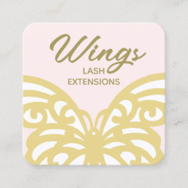 Dicke gelbe Goldschmetterling Rosa Moderne Schönhe Quadratische Visitenkarte