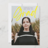 Dicke gelbe Lila Brush Grad Moderne Foto Schule Ankündigung (Vorderseite)