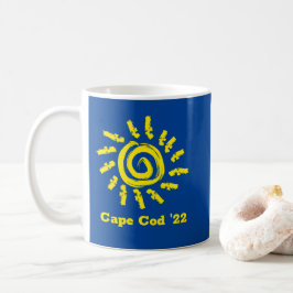 Dicke Gelbe Sonne auf Blue Custom Souvenir Tasse