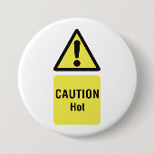 Dicke gelbe Vorsicht Hot Sign Safety Button (Vorderseite)