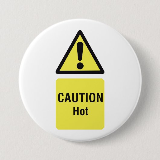Dicke gelbe Vorsicht Hot Sign Safety Button (Vorderseite)