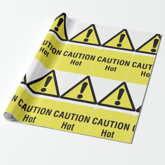 Dicke gelbe Vorsicht Hot Sign Safety Geschenkpapier (Ungerollt)