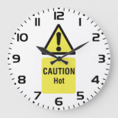 Dicke gelbe Vorsicht Hot Sign Safety Große Wanduhr (Vorderseite)