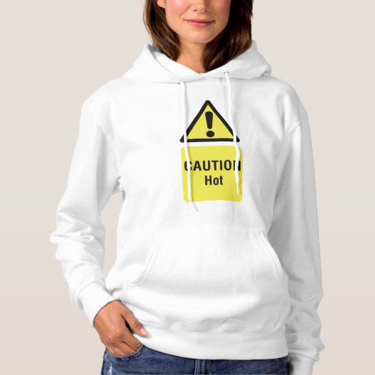 Dicke gelbe Vorsicht Hot Sign Safety Hoodie (Vorderseite)