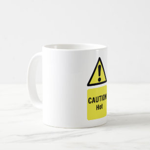 Dicke gelbe Vorsicht Hot Sign Safety Kaffeetasse
