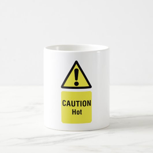 Dicke gelbe Vorsicht Hot Sign Safety Kaffeetasse (Mittel)