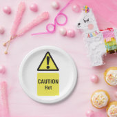 Dicke gelbe Vorsicht Hot Sign Safety Pappteller (Party)