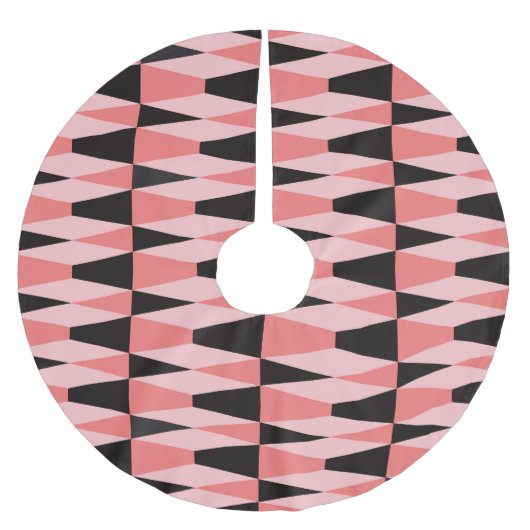 Dicke geometrisch schwarz rosa Muster Polyester Weihnachtsbaumdecke (Vorderseite)