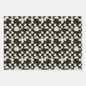 Dicke geometrische Abstrakte Muster - Schwarz & Cr Geschenkpapier Set (Vorderseite 3)