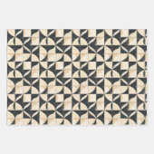 Dicke geometrische Abstrakte Muster - Schwarz & Cr Geschenkpapier Set (Vorderseite 3)