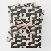 Dicke geometrische Abstrakte Muster - Schwarz & Cr Geschenkpapier Set (Beispiel)