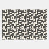 Dicke geometrische Abstrakte Muster - Schwarz & Cr Geschenkpapier Set (Vorderseite)