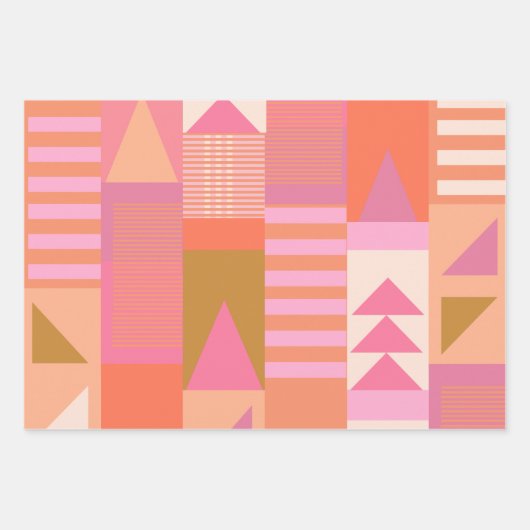 Dicke geometrische Muster in Rosa und Orange Geschenkpapier Set (Vorderseite 3)