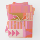 Dicke geometrische Muster in Rosa und Orange Geschenkpapier Set (Beispiel)