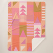 Dicke geometrische Muster in Rosa und Orange Sherpadecke (Vorderseite)