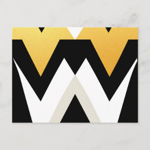 Dicke geometrische Muster in Schwarz-weiß und Gold Postkarte