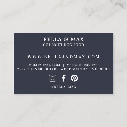 Dicke Gold Hund Knochen Muster Visitenkarte (Rückseite)