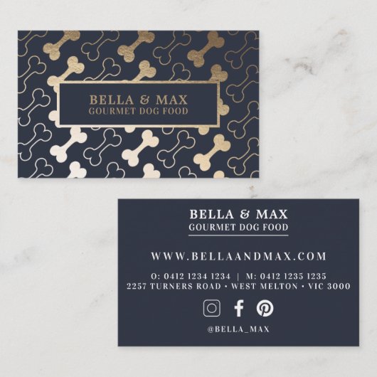 Dicke Gold Hund Knochen Muster Visitenkarte (Vorne/Hinten)